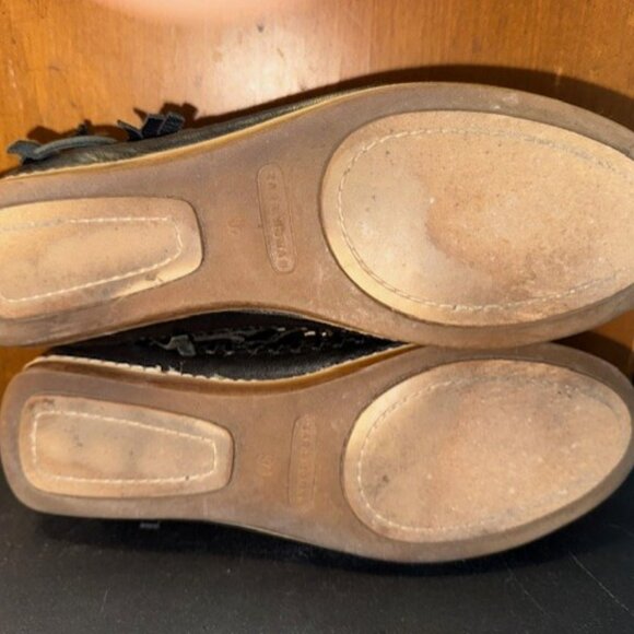 Vintage black leather studded fringe moccasins ankle booties - EU 37 - Picture 15 of 16